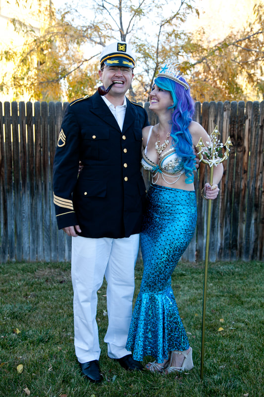 Mermaid and Sailor Captain DIY Halloween Costumes. Check out the DIY Mermaid and Sailor tutorial post for step-by-step instructions. For more DIY and felt crafting inspiration, follow The Felt Habit on Pinterest!