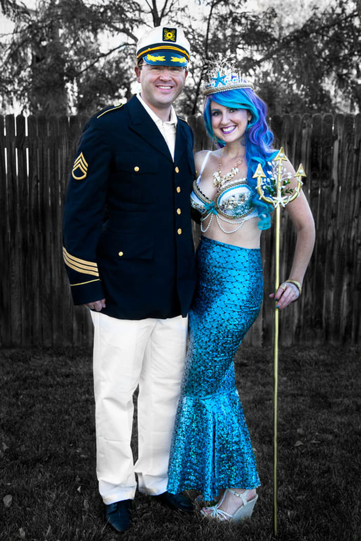 DIY Mermaid and Sailor Couple Halloween Costume photo